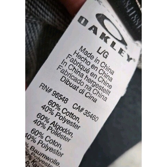 Oakley Sweater Mens Large Hoodie Full Zip Long Sleeve Jacket Gray Pockets Logo - Picture 3 of 10